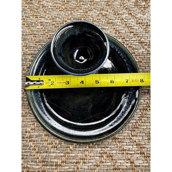 Handmade Pottery - single serve chips & dip plate - Picture 3 of 6